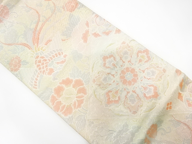 アンティーク　佐賀錦　華文に鳳凰模様織り出し袋帯(材料)